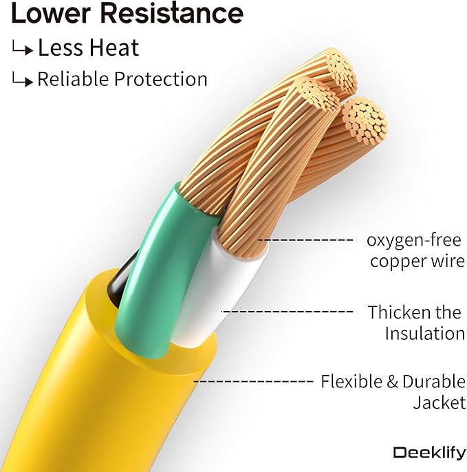 6 ft 12 Gauge Heavy Duty 3 Outlet Extension Cord Splitter - Image 3