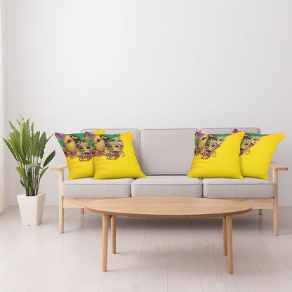 Ambesonne Mardi Gras Decorative Throw Pillow Case Pack of 4, Colorful Group of - Image 4