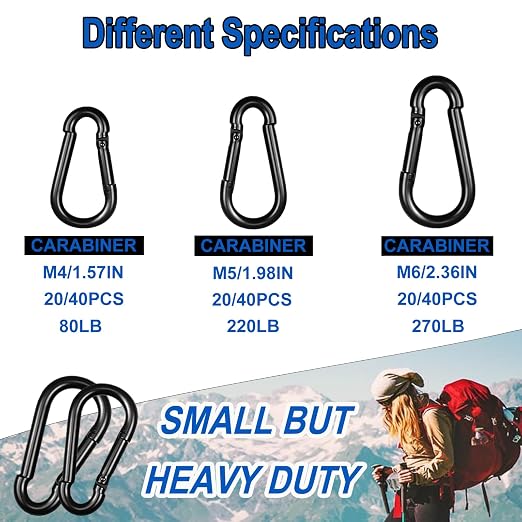 40PCS M4 Heavy Duty Carabiner Clip, 1.57Inch Snap Hook Quick Link Small - Image 5