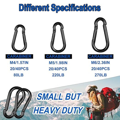 40PCS M4 Heavy Duty Carabiner Clip, 1.57Inch Snap Hook Quick Link Small - Image 5