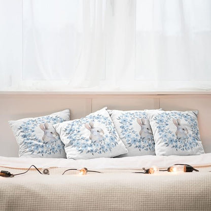 Ambesonne Watercolor Flower Decorative Throw Pillow Case Pack of 4, Bunny - Image 5