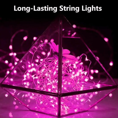 4-Pack 50 LED Pink Fairy Lights Battery Operated - Image 2