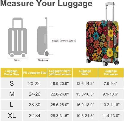 ANNA QUEEN Colorful Flower Luggage Cover, Retro Floral Suitcase Protector - Image 4