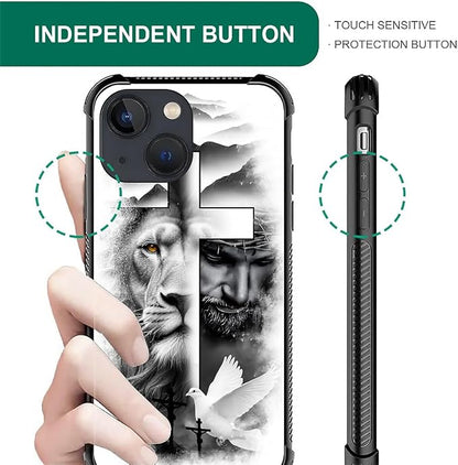 for iPhone 14 Plus Case, Lion Cross Jesus Christ Dove Pattern Made of Soft - Image 5