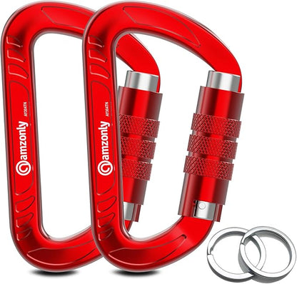 3inch Auto Locking Carabiner Clips Heavy Duty, 12KN /2697lbs Lightweight by AMZONLYLORSUM