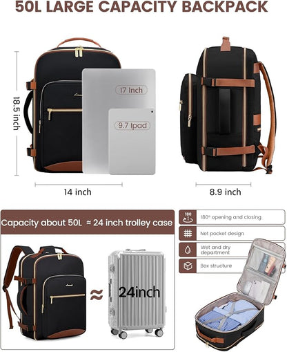 LOVEVOOK 50L Travel Backpack for Women & Men, Airline Approved Carry On Luggage - Image 4
