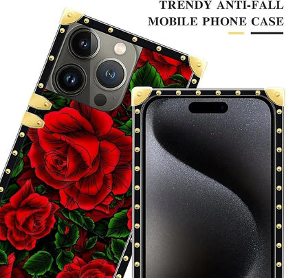 Compatible with iPhone 16 Pro Max Case, Vector Red Rose Green Leaf Luxury - Image 4