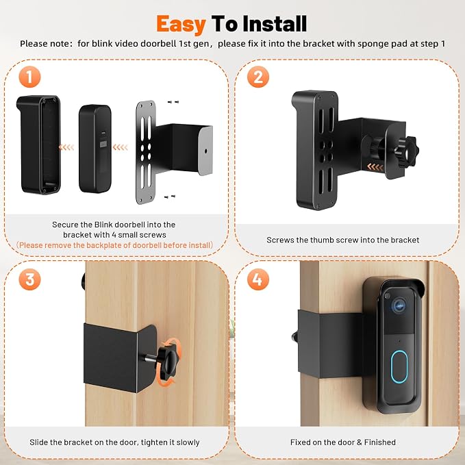 Blink Doorbell Mount, 2nd Gen Anti-Theft Blink Doorbell Camera Mount No Drilling - Image 7