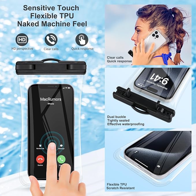 PEDVSTY Waterproof Phone Pouch 2 Pack, IPX8 Waterproof Phone Case - Image 4