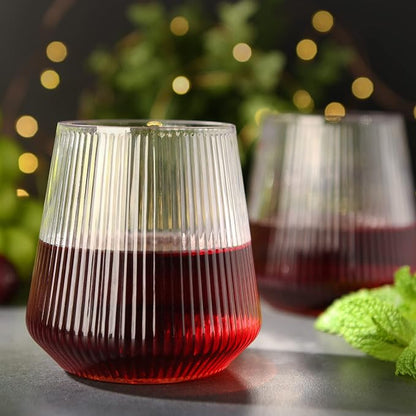 hotder Stemless Wine Glasses Set of 4, 12 oz Tritan Unbreakable, Vertical Design - Image 5