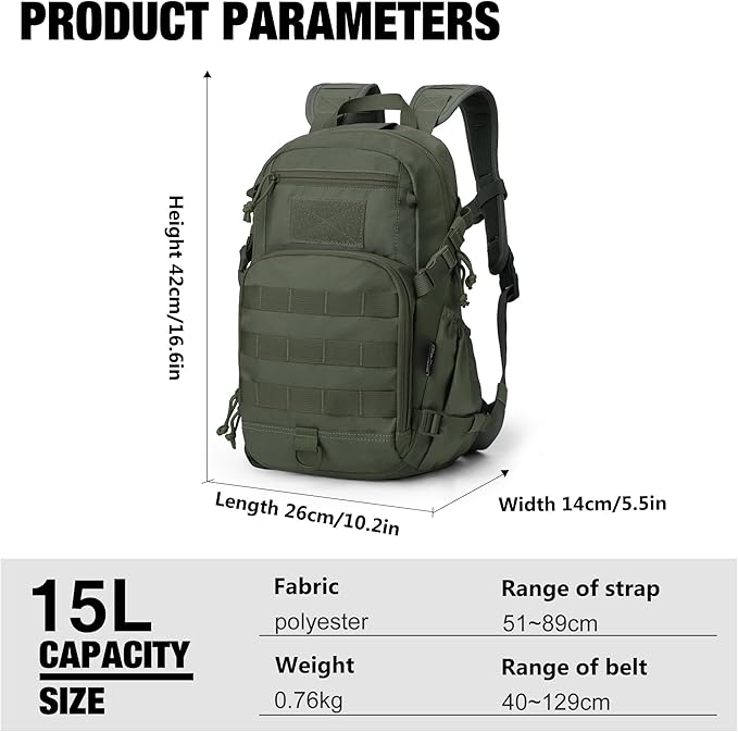 Mardingtop Small Tactical Backpack, Molle Hiking Backpack - Image 2
