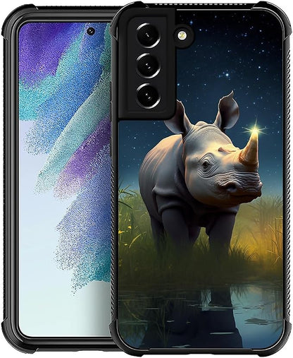 for Samsung Galaxy S21 FE Case, Rhino Water Marshes Pattern Graphic Design Girl by FKBRCL4U