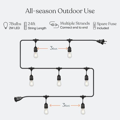 Brightech Ambience Pro - 24 Ft Waterproof LED Outdoor String Lights - Hanging - Image 3