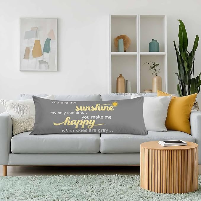 Decorative Body Pillow Covers 20x54inch Motivational Quote, You are My Sunshine - Image 2
