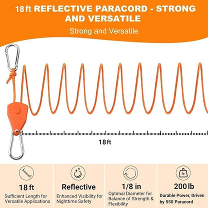 Longer 18ft Ratchet Straps Ropes Tie Down Rope Strap Small Mini Reflctive - Image 3