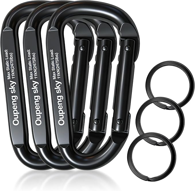 Carabiner Clip, Camping Accessories, Outdoors and Gym etc, D Shaped Spring Hook by Oupengsky