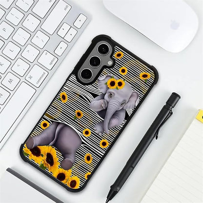 for Samsung Galaxy S24 S25 Plus Case, Cute Little Elephant Sunflower White Line - Image 7