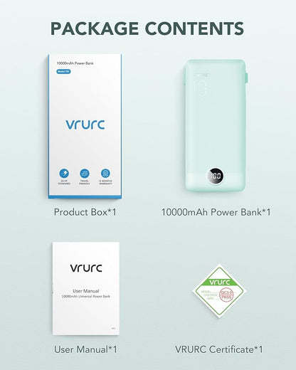 VRURC Portable Charger Built-in Cables and AC Wall Plug, USB C Power Bank - Image 8