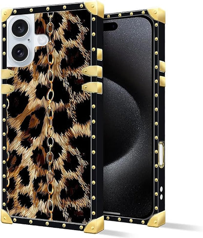 Compatible with iPhone 16 Plus Case, Seamless Gold Chain Leopard Luxury Golden - Image 3
