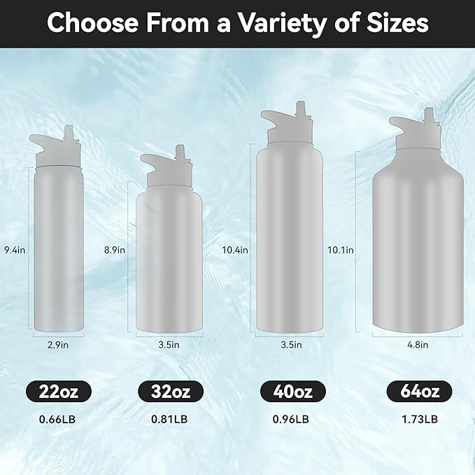 HASLE OUTFITTERS Half Gallon Insulated Water Bottles 64 oz, Stainless Steel - Image 5