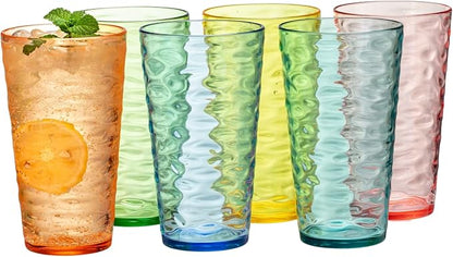 20oz Acrylic Glasses, Water-Ripple Design Shatter-Proof Plastic Cups, Reusable by MIYOPESI