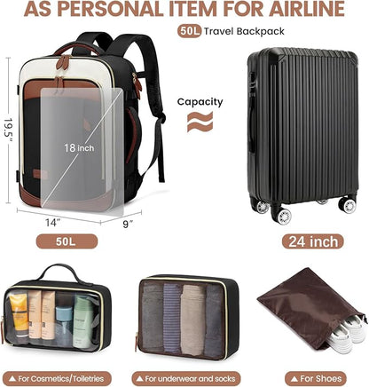 LOVEVOOK 50L Travel Backpack Carry On Airline Approved, Large Backpack - Image 5