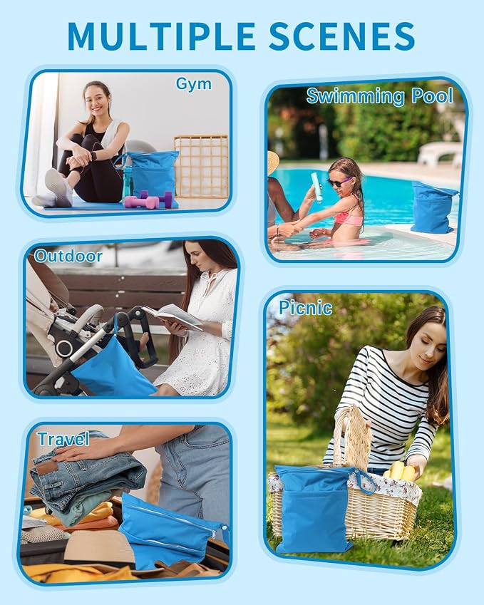 babygoal Wet Dry Bags 3 Pack for Baby Cloth Diapers, Washable Travel Bags - Image 3