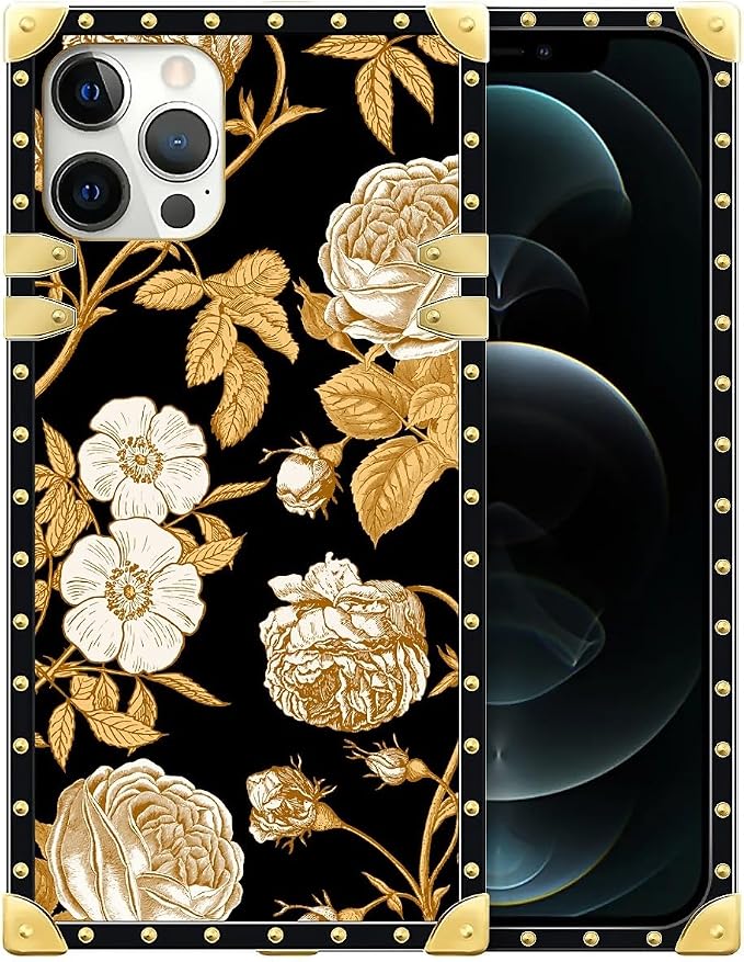 Compatible with iPhone 12 Pro Max Case, Blooming Rose Golden Flower Luxury by Unknown