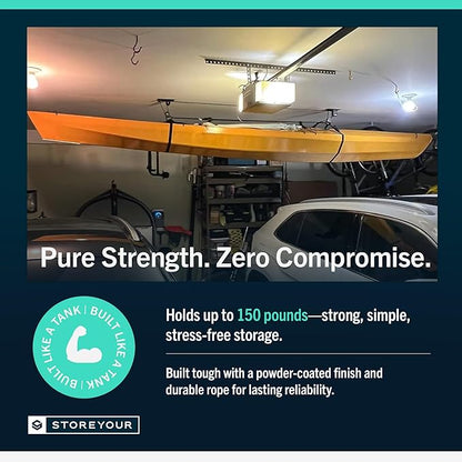 StoreYourBoard Kayak and Canoe Ceiling Hoist – Overhead Garage Storage Rack - Image 3