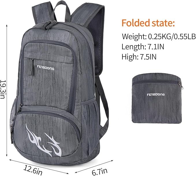 FENGDONG 35L Lightweight Foldable Waterproof Packable Travel Small Hiking - Image 2