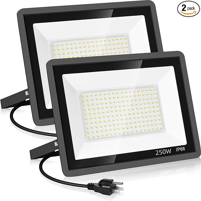 YANYCN 2 Pack 250W Led Flood Lights Outdoor, Super Bright 37000LM Security by YANYCN