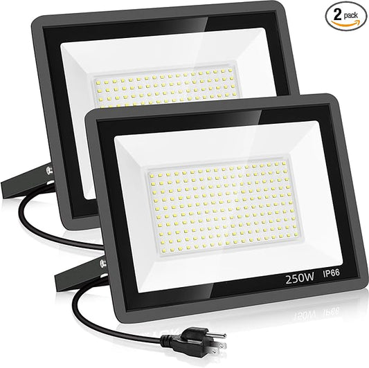 YANYCN 2 Pack 250W Led Flood Lights Outdoor, Super Bright 37000LM Security by YANYCN