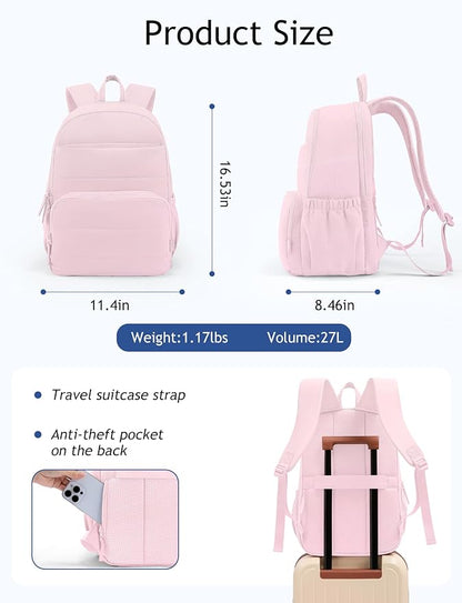 Uselike Travel Backpack for Women, 15.6 Inch Laptop Backpack, Quilted College - Image 3
