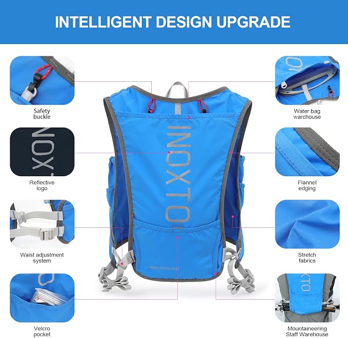 INOXTO Running Hydration Vest Backpack, Lightweight Insulated Pack - Image 4