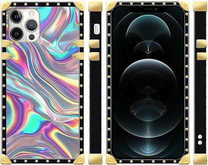 Compatible with iPhone 12 Case, Holographic Abstract Iridescent Textures Luxury - Image 2