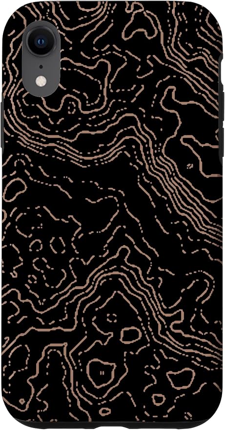 Topography Black & Brown Abstract Pattern Topographic Map Case by Unknown