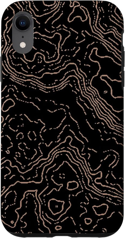 Topography Black & Brown Abstract Pattern Topographic Map Case by Unknown