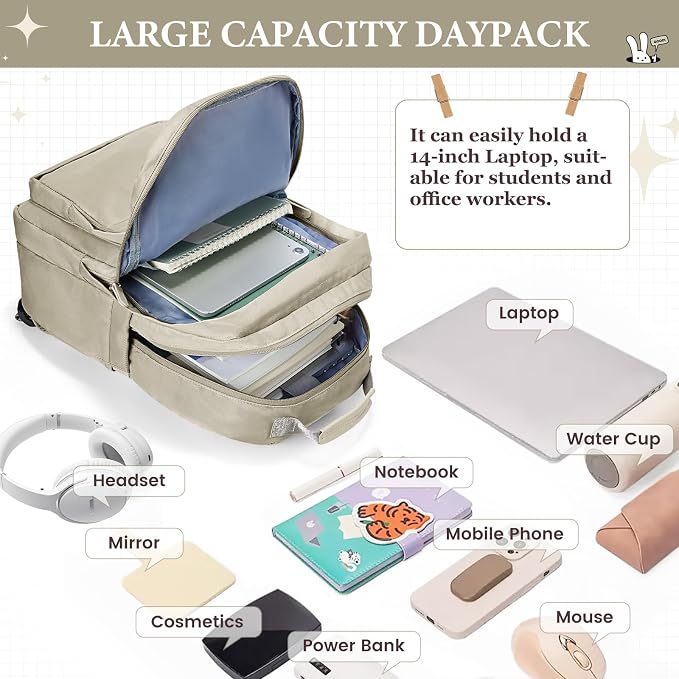 Khaki Backpack for Women Men - Image 4