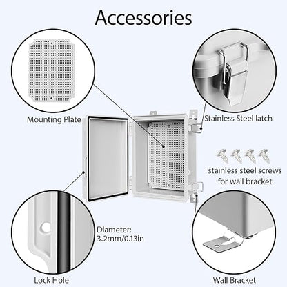 LeMotech Electrical Box, IP67 Waterproof Hinged Cover Stainless Steel Latch - Image 4