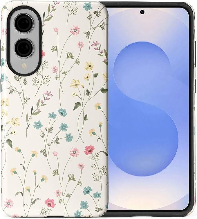 for Samsung Galaxy S25 Edge Case, HL2 Beige Flower Branch Hybrid 2 Layer Hard by Unknown