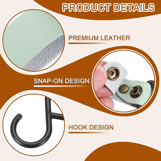 uxcell 5pcs PU Leather Hooks, Leather Straps - Image 3