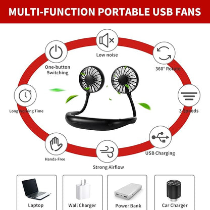 Portable Neck Fan Rechargeable Personal Hand-Free Fan Mini USB Wearable - Image 5