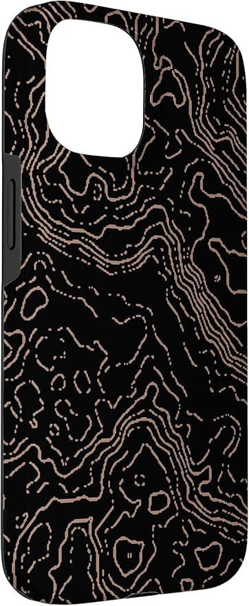 Topography Black & Brown Abstract Pattern Topographic Map Case - Image 3