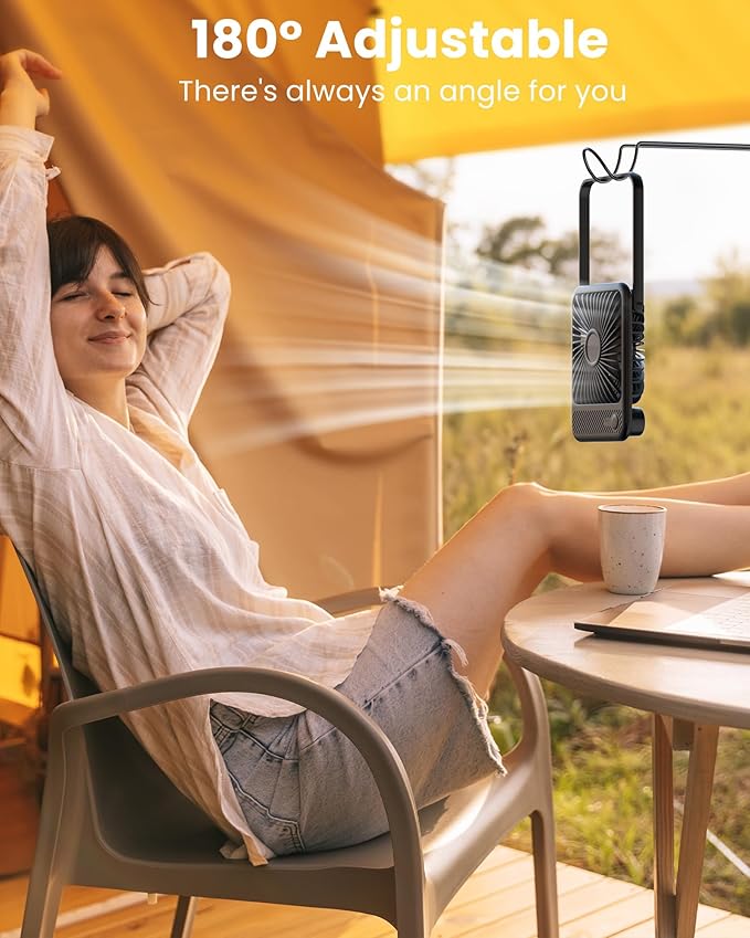 Koonie Battery Operated Desk Fan, Strong Wind, 180° Tilt Folding and 3 Speeds - Image 4