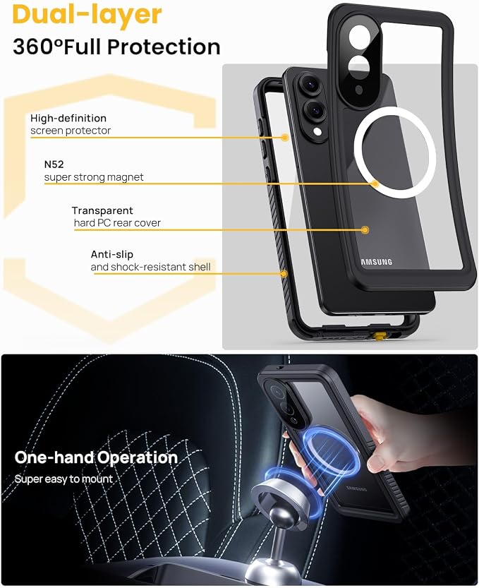 Lanhiem Magnetic for Samsung Galaxy S25 Edge Phone Case, IP68 Waterproof - Image 5