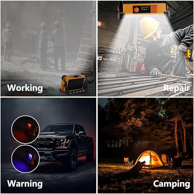 2 Pack 120W Solar Rechargeable Work Light, 144 LED 10000LM Portable Flood Light - Image 7