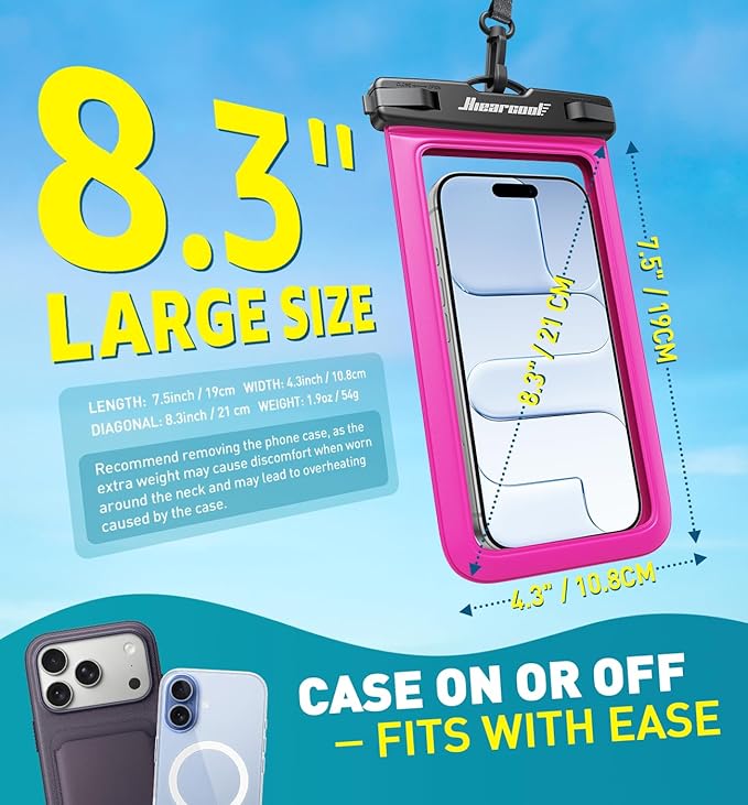 Hiearcool Universal Waterproof Phone Pouch, IPX8 Cell Phone Waterproof Case Up - Image 3
