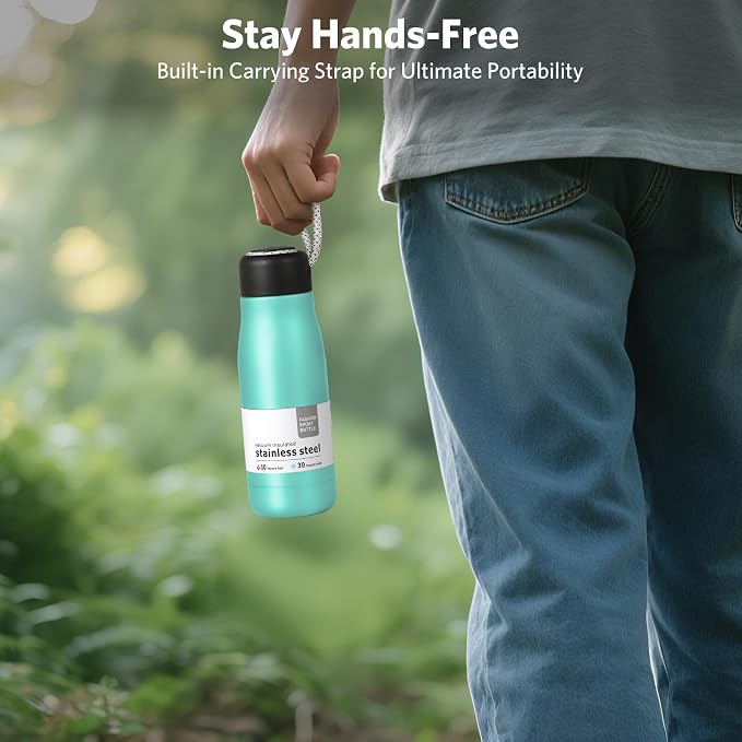 Dusgut 12 oz Stainless Steel Vacuum Insulated Bottle w/Strap Lid - Image 5