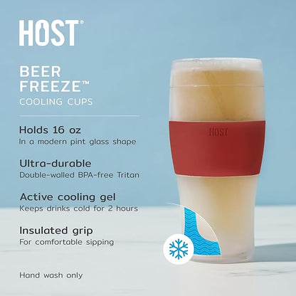 Host FREEZE Beer Glasses, Frozen Brew Mugs, Freezable Pint Glass Set, Insulated - Image 2