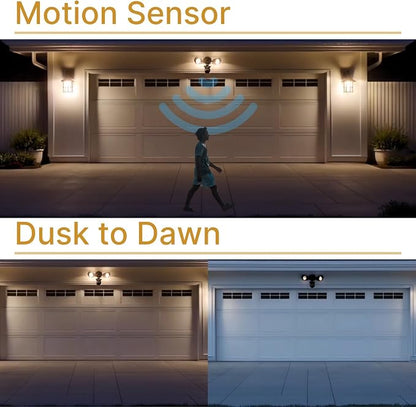LED Black Motion Sensor 2-Light Bullet Flood Light- 3000K Adjustable Dual Head - Image 4